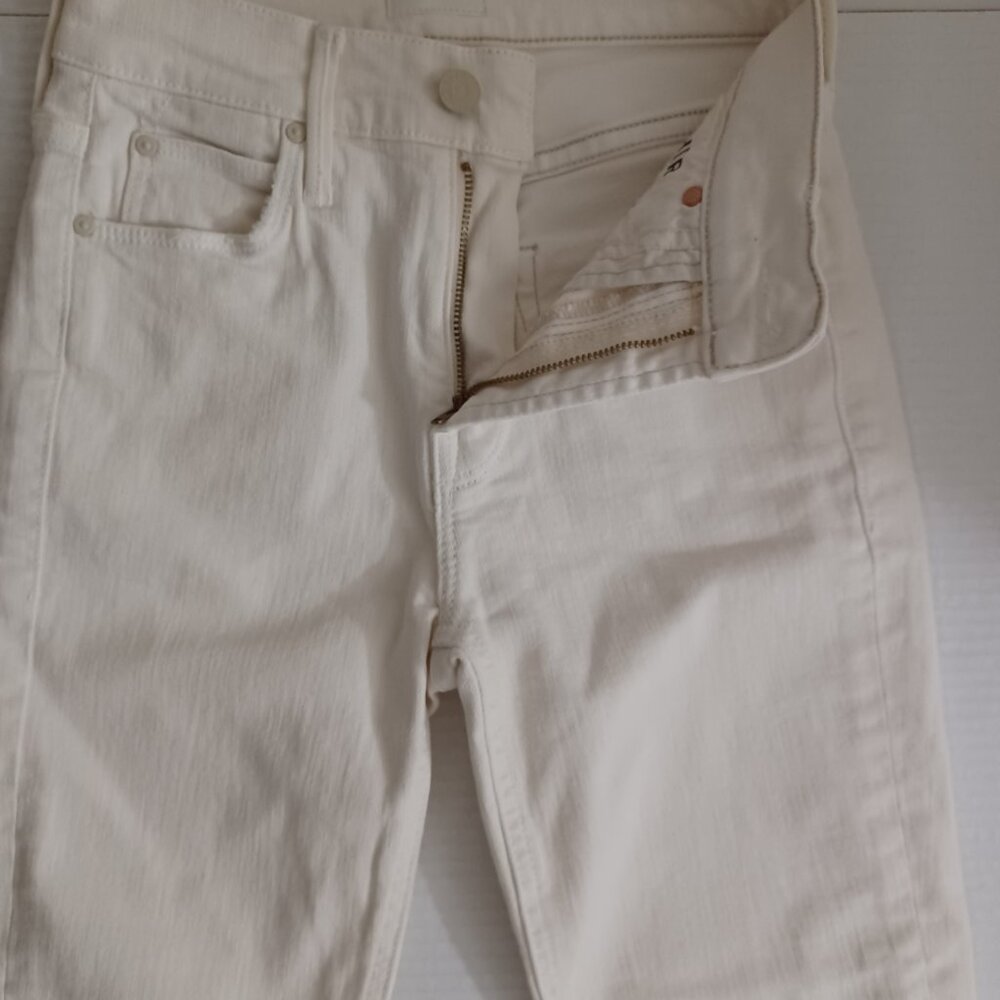 MOTHER THE MID RISE DAZZLER CROP FRAY JEANS CREAM PUFF - Picture 11 of 17